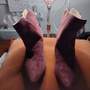 purple Suede half calf short boots by Clark